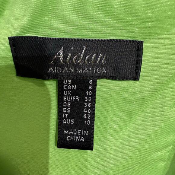 Aidan by Aidan Mattox Lime Green Tie Front Bodice Maxi Gown Sz 6 NWT - Picture 5 of 14